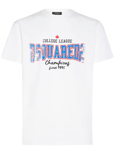 T-shirt En Coton Imprimé Logo - DSQUARED2 - Modalova