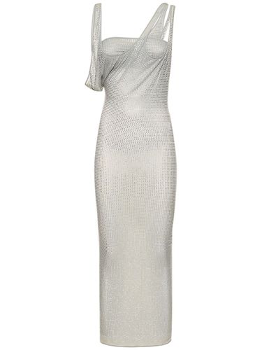 Robe Midi En Jersey Transparent Avec Cristaux - THE ATTICO - Modalova