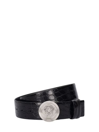 Ceinture Réversible En Cuir Embossé Crocodile 4 Cm - VERSACE - Modalova