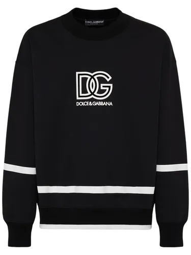 Sweat-shirt En Jersey De Coton À Col Rond - DOLCE & GABBANA - Modalova