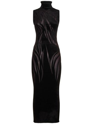 Robe Midi En Velours Et Tulle À Col Roulé - MUGLER - Modalova