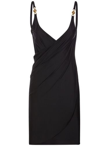 Robe Courte En Jersey Drapé - VERSACE - Modalova