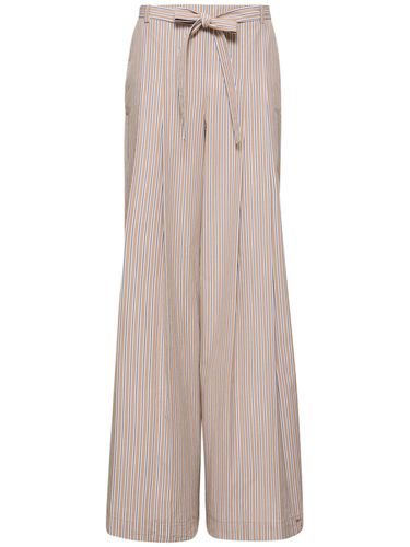 Pantalon Ample En Popeline À Rayures Avec Ceinture - ALBERTA FERRETTI - Modalova