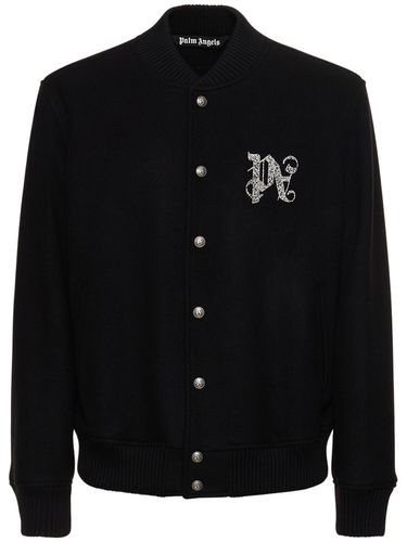 Veste Varsity En Laine Mélangée À Monogramme - PALM ANGELS - Modalova