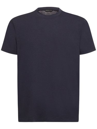 T-shirt En Coton Mélangé À Col Ras-du-cou - TOM FORD - Modalova