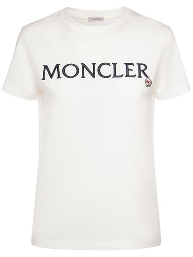 T-shirt En Coton Biologique À Logo Brodé - MONCLER - Modalova