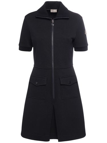 Robe Polo En Piqué De Coton Mélangé Stretch - MONCLER - Modalova