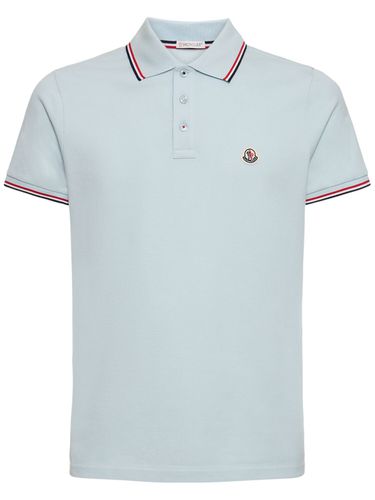 Polo En Coton Avec Patch Logo - MONCLER - Modalova