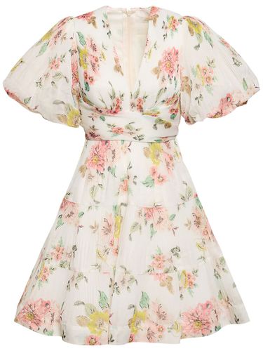 Robe Courte Plissée Imprimée - ZIMMERMANN - Modalova