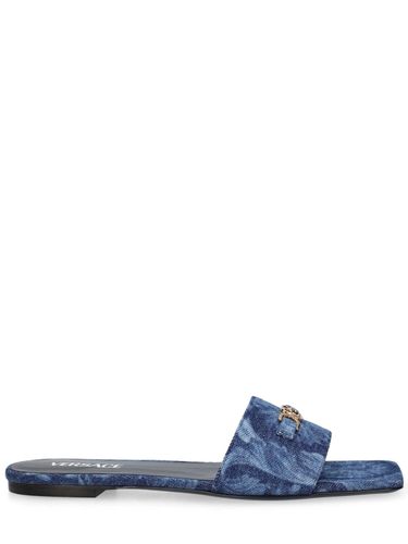 Mules Plates En Denim - VERSACE - Modalova