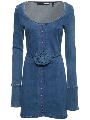 Robe Courte En Denim Stretch Détail Rose - ROTATE - Modalova