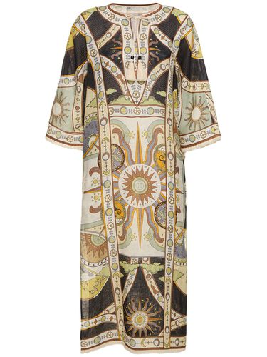 Robe Caftan En Lin Imprimé - TORY BURCH - Modalova