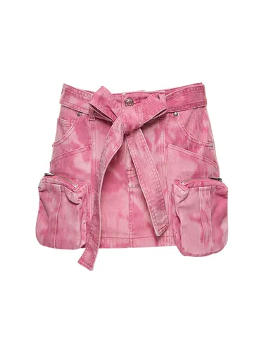 Jupe Cargo Courte En Denim Avec Ceinture - BLUMARINE - Modalova