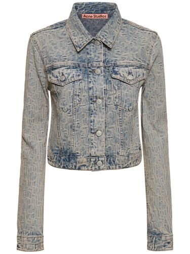 Veste En Denim De Coton À Monogramme Rose - ACNE STUDIOS - Modalova