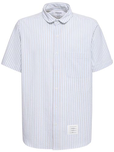 Chemise Droite En Coton À Rayures - THOM BROWNE - Modalova