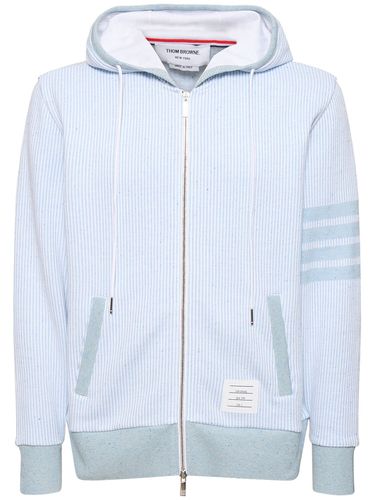 Sweat-shirt Zippé En Coton Et Soie À Capuche - THOM BROWNE - Modalova