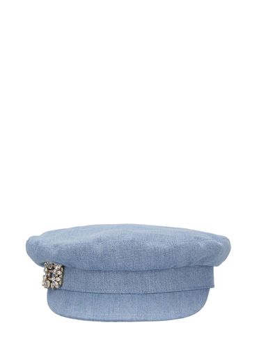 Casquette En Denim Avec Broche En Cristaux Rv - ROGER VIVIER - Modalova