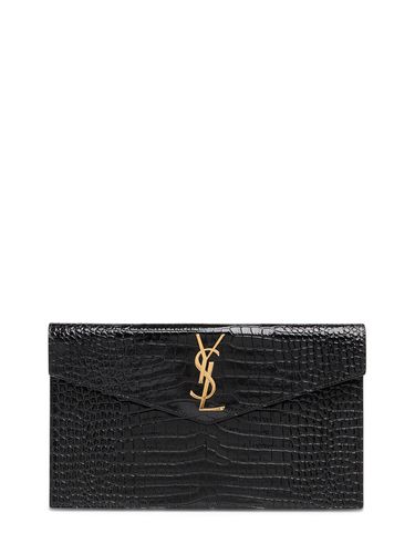 Pochette En Cuir Embossé Croco - SAINT LAURENT - Modalova