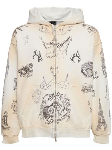 Sweat Zippé En Molleton Épais À Capuche Tattoo - BALENCIAGA - Modalova