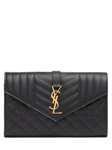 Portefeuille En Cuir Matelassé À Chaîne Monogram - SAINT LAURENT - Modalova