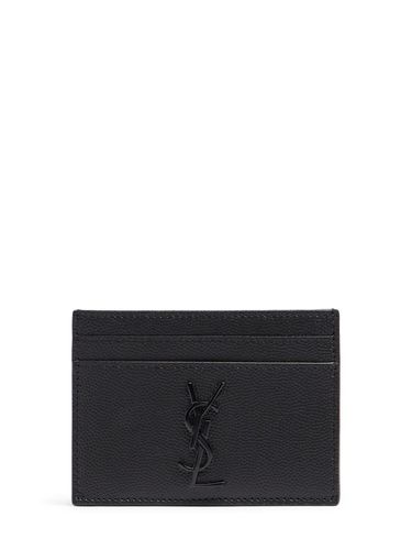 Porte-cartes En Cuir Grainé À Logo - SAINT LAURENT - Modalova