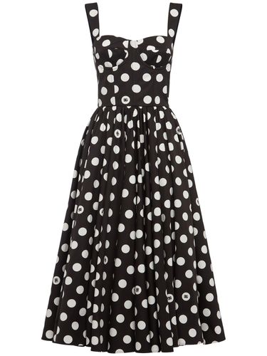 Robe Midi En Popeline De Coton À Logo - DOLCE & GABBANA - Modalova