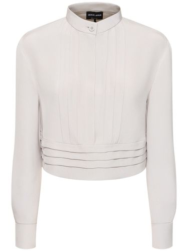 Chemise Courte En Satin De Soie Avec Plis - GIORGIO ARMANI - Modalova