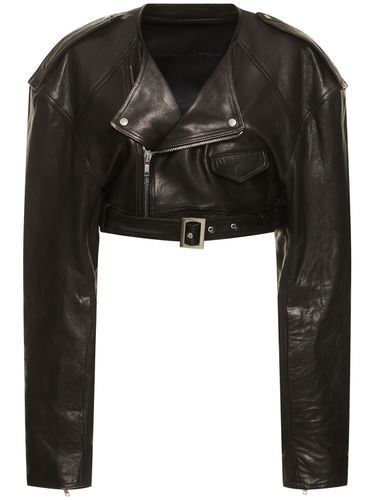 Veste De Motard Courte En Cuir - RICK OWENS - Modalova