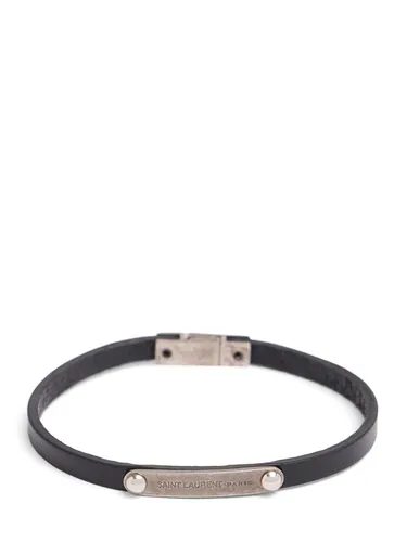 Bracelet En Cuir Avec Étiquette Logo Ysl - SAINT LAURENT - Modalova