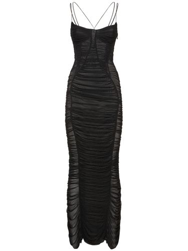 Robe Longue En Mesh Drapé - MUGLER - Modalova