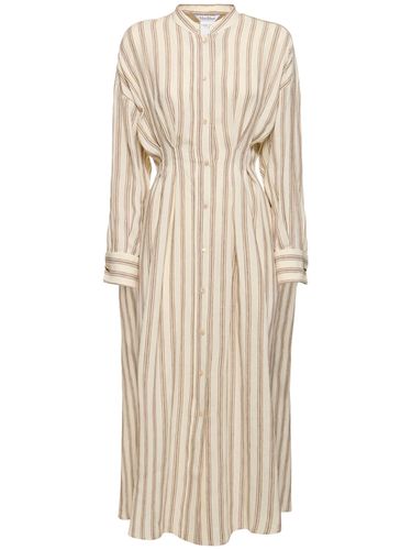 Robe Chemise Longue En Toile De Lin À Rayures - MAX MARA - Modalova