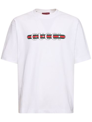 T-shirt En Coton Épais Détail Logo - GUCCI - Modalova