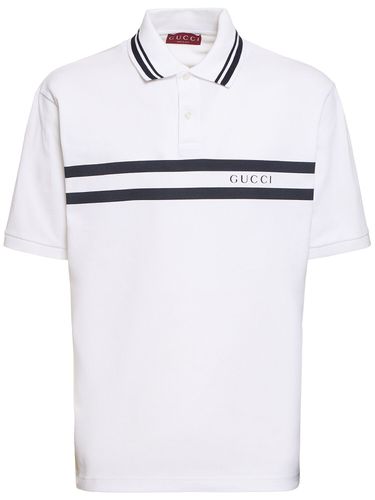 Polo En Piqué De Coton Stretch À Logo - GUCCI - Modalova