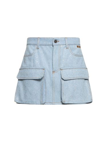 Jupe Cargo Courte En Denim Enduit é - MSGM - Modalova