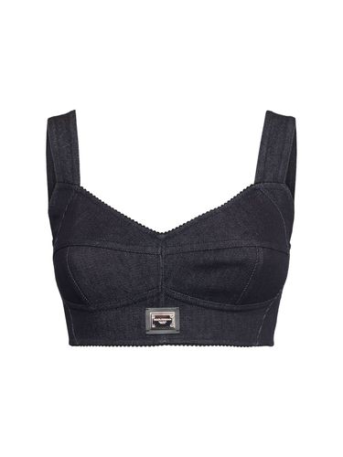 Brassière En Denim De Coton - DOLCE & GABBANA - Modalova