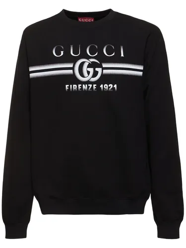 Sweat-shirt En Coton Feutré Léger À Logo - GUCCI - Modalova