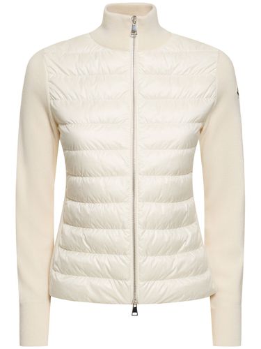 Cardigan En Laine Mélangée Rembourrée - MONCLER - Modalova