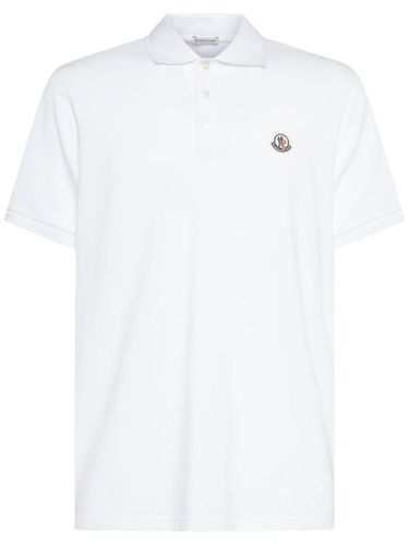 Polo En Coton Avec Patch Logo - MONCLER - Modalova