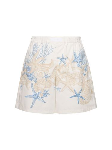 Short En Coton Imprimé Coraux - VERSACE - Modalova