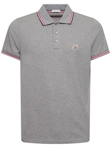 Polo En Coton Avec Patch Logo - MONCLER - Modalova