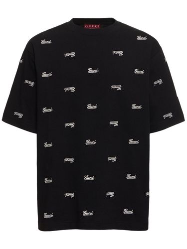 T-shirt En Jersey De Coton Épais À Logo - GUCCI - Modalova