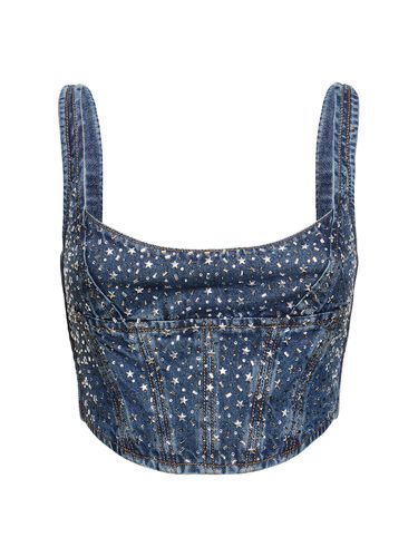 Bustier En Denim Avec Cristaux - ALESSANDRA RICH - Modalova