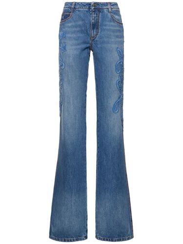 Jean Taille Mi-haute En Denim Brodé - ERMANNO SCERVINO - Modalova