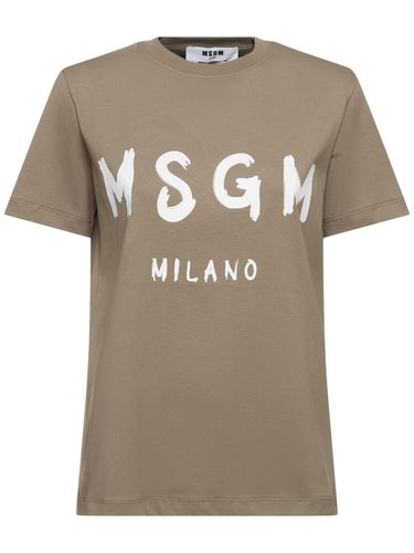 T-shirt En Jersey De Coton À Logo - MSGM - Modalova