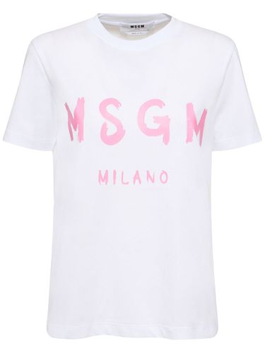 T-shirt En Jersey De Coton À Logo - MSGM - Modalova