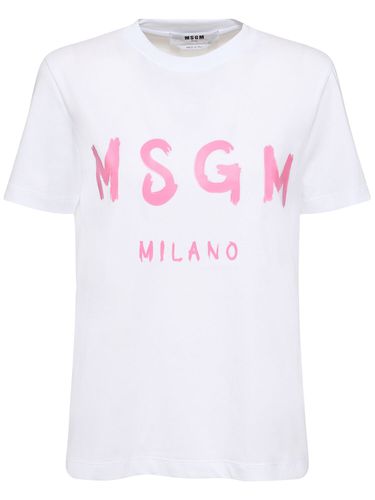 T-shirt En Jersey De Coton À Logo - MSGM - Modalova