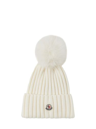 Bonnet En Laine Vierge Avec Pompon - MONCLER - Modalova