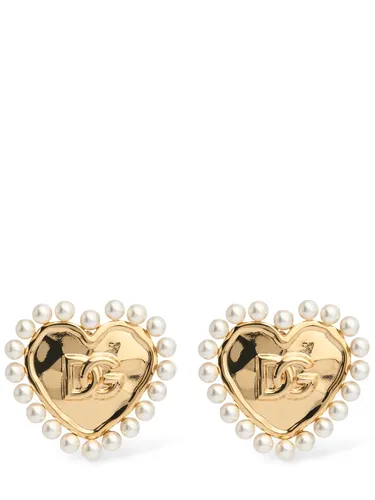 Clous D'oreilles Cœurs Et Logo Dg - DOLCE & GABBANA - Modalova