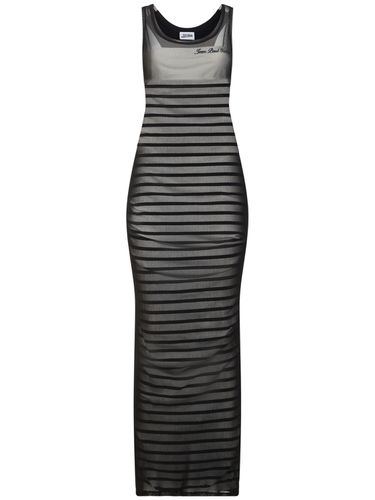 Robe Longue En Mesh Imprimé Rayures - JEAN PAUL GAULTIER - Modalova