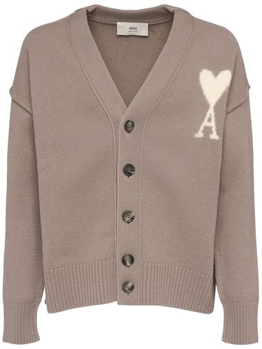 Cardigan En Laine À Logo Adc - AMI PARIS - Modalova